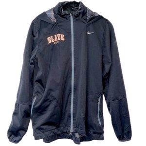 Nike Windproof Jacket Women L Black Texas Blaze Softball Plaid Lining Hood